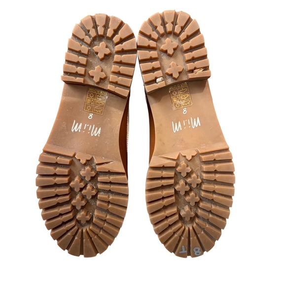 Womens White and Cognac Brown Two Tone Lace Up Lug Sole Combat Boots Size 8 - Picture 9 of 10